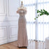Luxury Nude Halter Feather Crystal Evening Dress LA73349 - SERENE HILL