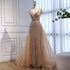 Luxury Nude Mermaid Off Shoulder Beaded Evening Dress with Overskirt LA73131 - SERENE HILL
