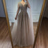 Luxury Caramel Dubai Evening Dress with Cape LA73269 - SERENE HILL