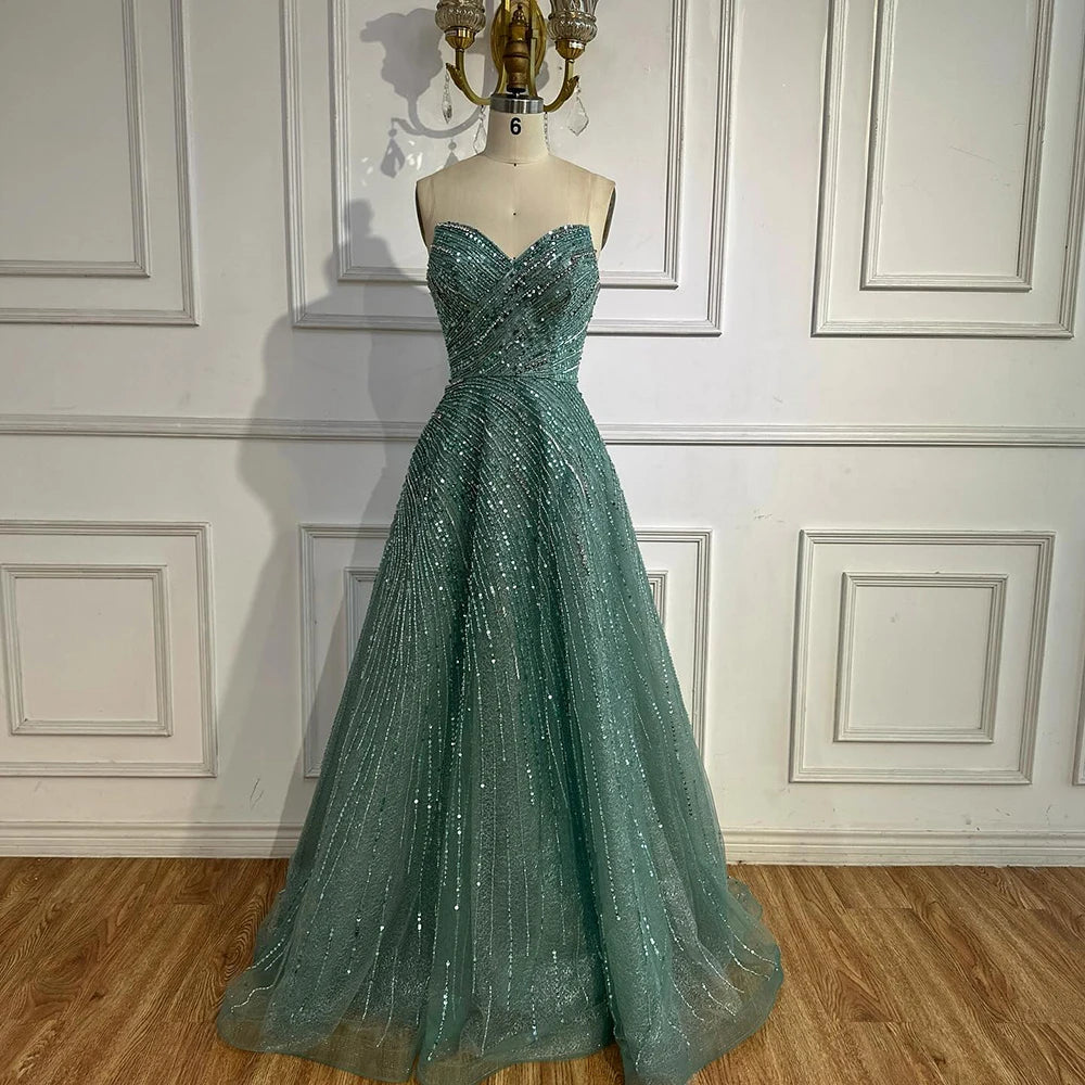 Serene Hill Arabic Caramel A Line Beaded Luxury Dubai Evening Dresses Gowns For Women Wedding Party 2025 LA72563 - SERENE HILL