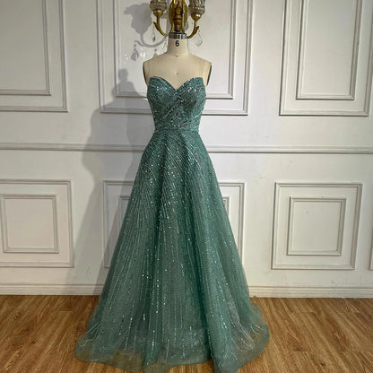 Serene Hill Arabic Caramel A Line Beaded Luxury Dubai Evening Dresses Gowns For Women Wedding Party 2025 LA72563 - SERENE HILL