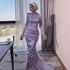 Luxury Muslim Modest Lilac Beaded Long Sleeve Evening Dress LA73093 - SERENE  HILL