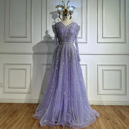 Luxury Nude A Line Beaded Evening Dress for Formal Occasion LA71803D - SERENE HILL