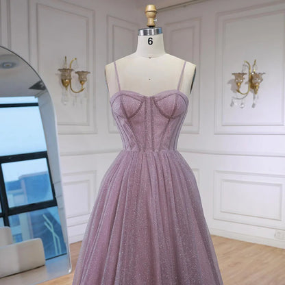 Luxury Pink Glitter A Line Evening Dress with Bodice LA73017 - SERENE HILL
