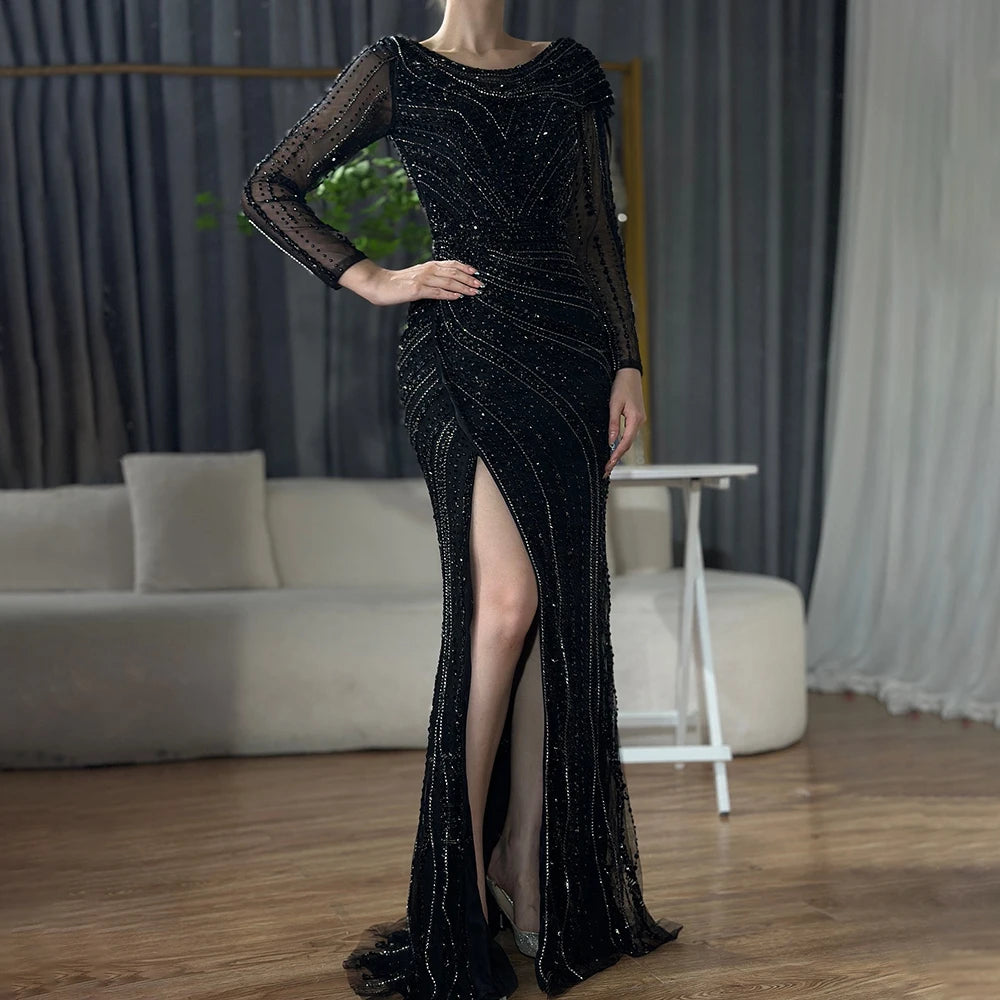 Silver Mermaid Dubai Evening Dress with Cape for Wedding Party LA70752 - SERENE HILL