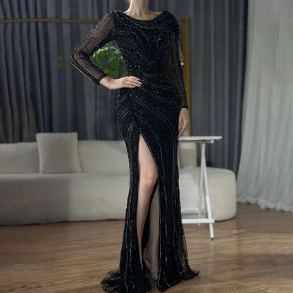 Silver Mermaid Dubai Evening Dress with Cape for Wedding Party LA70752 - SERENE HILL