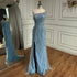 Luxury Caramel One Shoulder Beaded Slit Evening Gown with Tassel Detail LA72926 - SERENE HILL