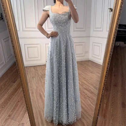 Luxury Pink Floral Appliqué Evening Dress with Open Back 2025 LA73119 - SERENE HILL