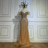 Saudi Arabic Off Shoulder Nude Beaded Tulle Mermaid Evening Gown LA72854 - SERENE HILL