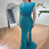 Serene Hill Caramel Sexy High Split Off Shoulder Mermaid Evening Dresses Beaded Gowns 2025 For Women Wedding Party LA72049 - SERENE HILL