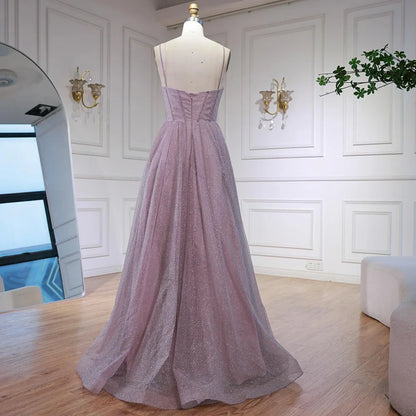 Luxury Pink Glitter A Line Evening Dress with Bodice LA73017 - SERENE HILL