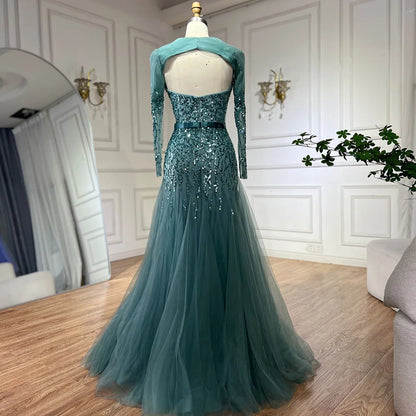 On Sale no return no refund Serene Hill Arabic Sexy Sweetheart Fuchsia A Line Long Sleeves Luxury Beaded Evening Dresses Gowns For Women Party 2025 LA71810 - SERENE HILL