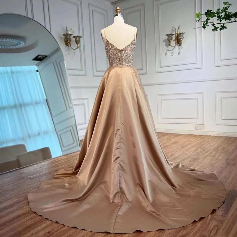 Sage Green Beaded Evening Dress Detachable Overskirt Party LA72733A - SERENE HILL