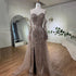 Luxury Arabic Nude Mermaid High Split Feather Beaded Evening Dress LA71910 - SERENE HILL