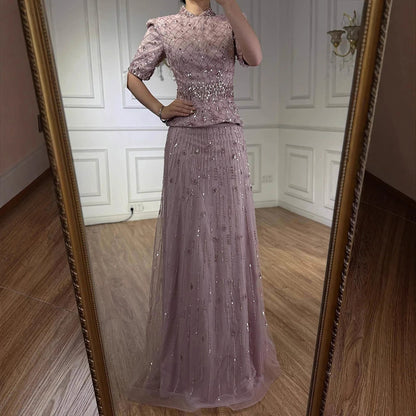 Luxury Designer Arabic Pink Evening Dress LA72955 - SERENE HILL