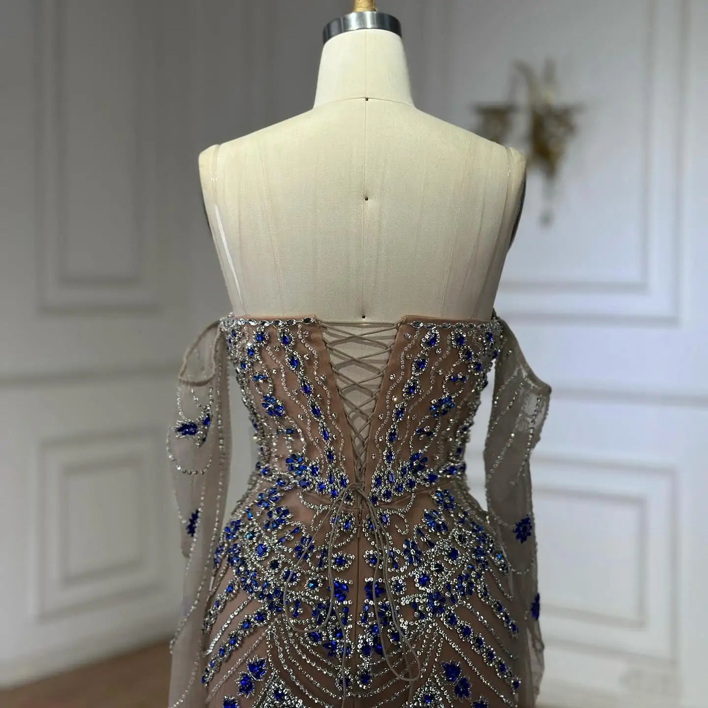 Luxury Blue Beaded Mermaid Evening Dress LA72858 - SERENE HILL