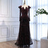 Luxury Wine Red Sequined Long Sleeve Evening Dress LA73126 - SERENE HILL