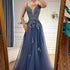 Luxury Sage Green Lace A-Line Prom Dress with Spaghetti Straps LA73005 - SERENE HILL
