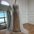 Luxury White Nude Mermaid Pearls Beaded Evening Dress with Cape Sleeves LA72444 - SERENE HILL