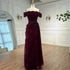 Elegant Wine Red Off Shoulder Lace Evening Dress with Appliques LA73010 - SERENE HILL