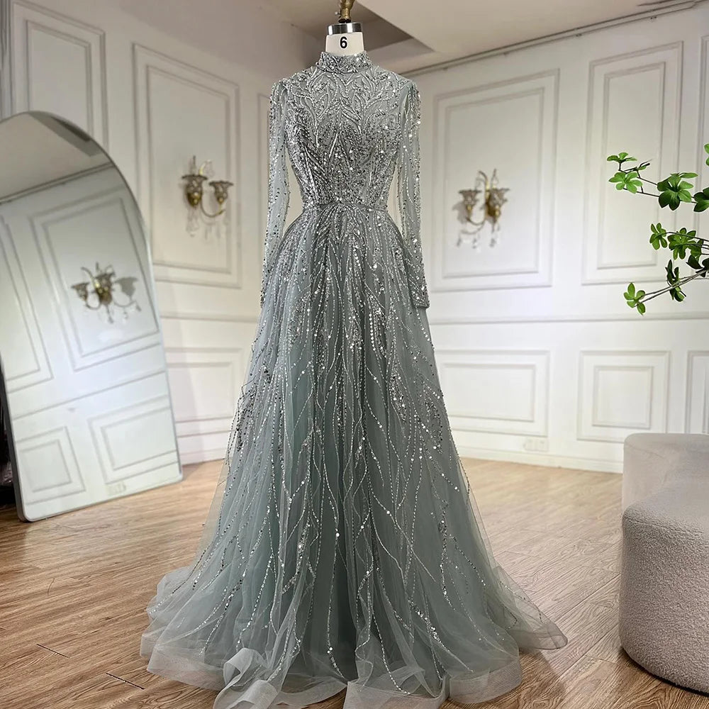 white christmas dresses Final Sale Luxury Black Short Muslim Long Sleeves Evening Dress Ss212