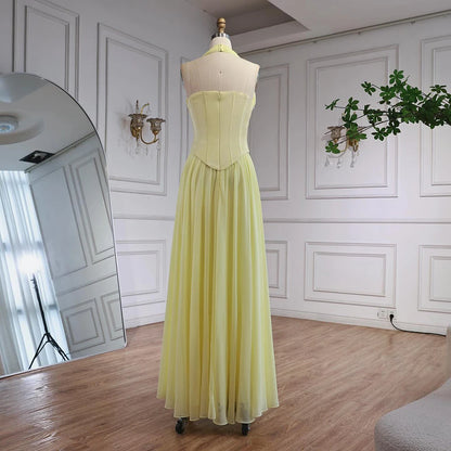 Luxury Designer Sage Green Chiffon Halter Beaded Evening Dress LA73074 - SERENE HILL