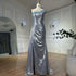 Serene Hill 2025 Elegant Silver One-Shoulder Beaded Mermaid Luxury Dubai Evening Gown with Side Split for Women&