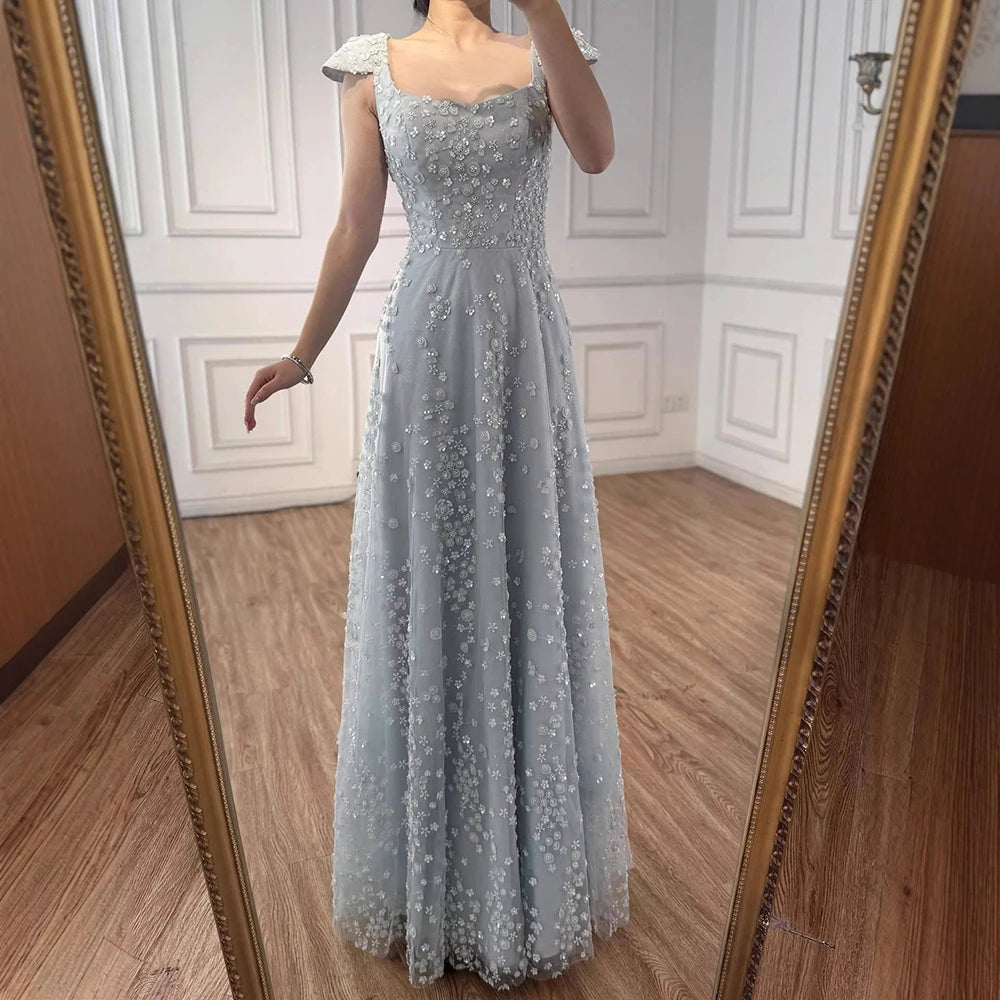 Luxury Pink Floral Appliqué Evening Dress with Open Back 2025 LA73119 - SERENE HILL