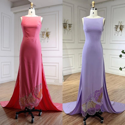 Elegant Coral Pink Butterfly Beaded Evening Dress LA72497 - SERENE HILL