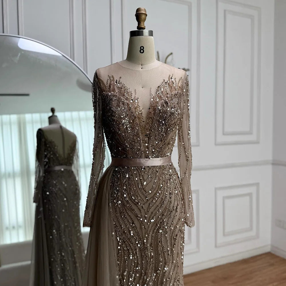 Luxury Purple Lace Beaded Mermaid Evening Dress with Skirt LA71752 - SERENE HILL