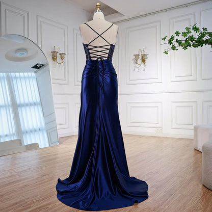 Classy Light Green Satin Prom Dress with Lace and Slit LA73032A - SERENE HILL