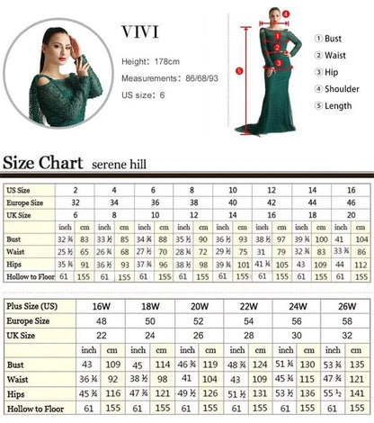 Modest Pearl Beaded Mermaid Evening Dress with Long Sleeves LA72919A - SERENE HILL
