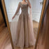 Luxury Caramel A-Line Beaded Evening Dress with Cape Sleeves LA73089A - SERENE HILL