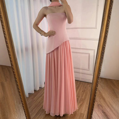 Luxury Lilac Elegant Evening Dress Flowing Skirt LA73165 - SERENE HILL