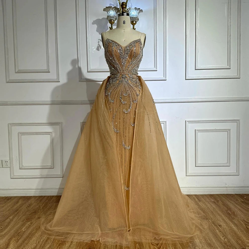 Luxury Turquoise Mermaid Evening Dress with Overskirt LA72880 - SERENE HILL