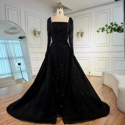 Modest Green Mermaid Evening Dress with Overskirt LA72710 - SERENE HILL