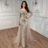 Luxury Arabic Nude Long Sleeve Mermaid Evening Dress LA73113A - SERENE HILL