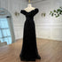 Luxury Black Off Shoulder Sequin Evening Dress with Floral Sleeves LA73096 - SERENE HILL