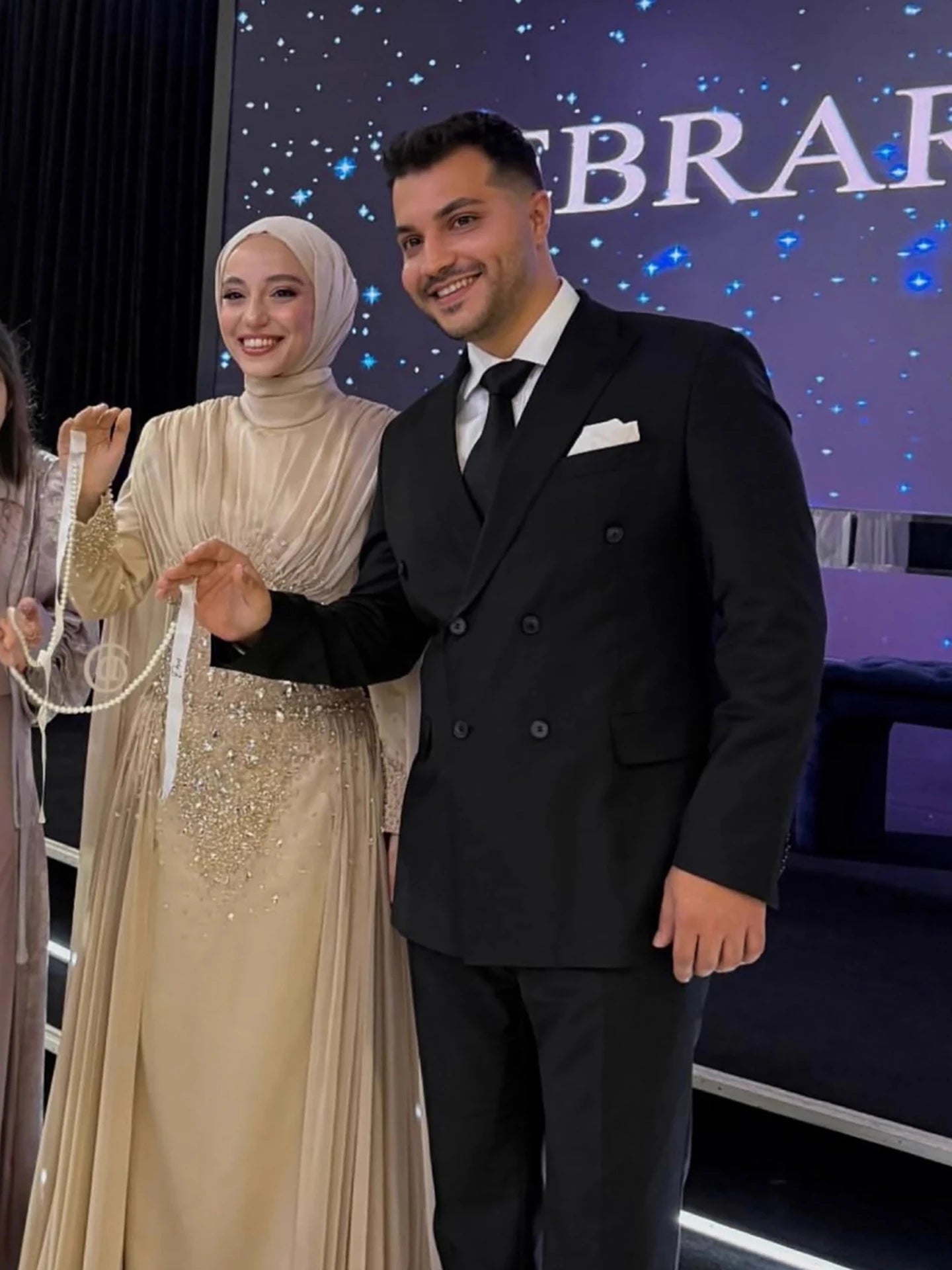 Luxury Caramel Crystal Beaded Mermaid Muslim Evening Dress LA73427 - SERENE HILL