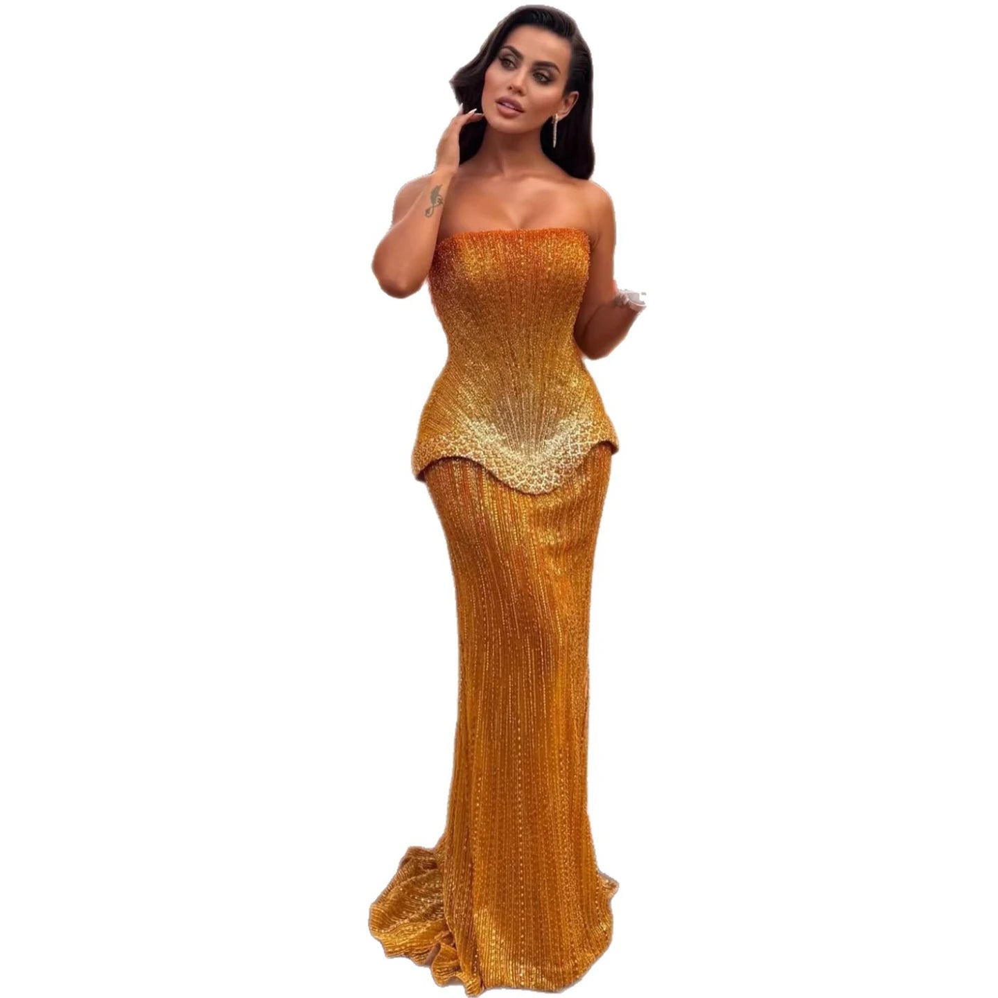 Serene Hill Arabic Orange Two Pieces Corset Evening Dress LA73444 - SERENE HILL