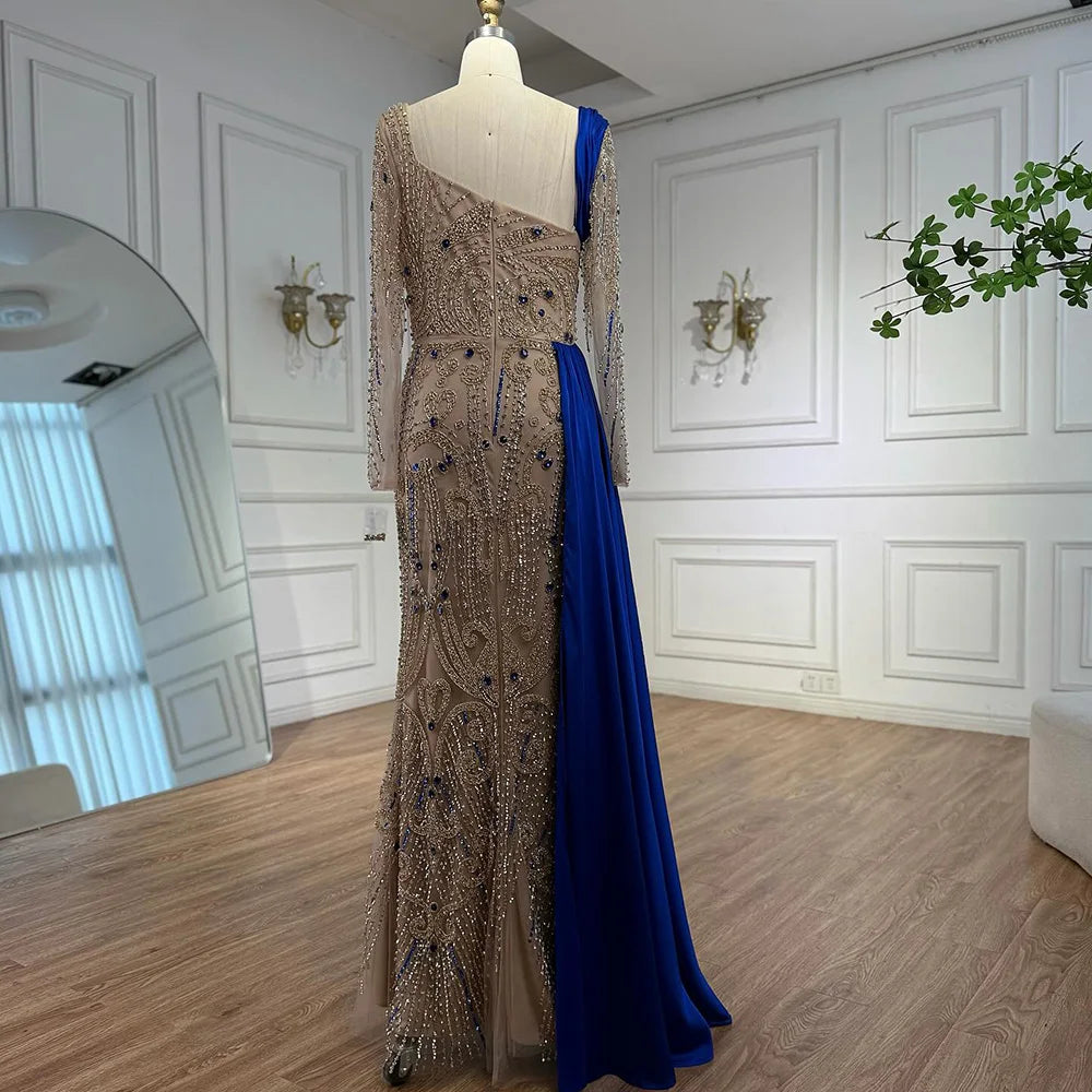 Luxury Royal Blue Velvet Beaded Mermaid Evening Dress LA72988 Royal Blue / 12 Luxury Royal Blue Velvet Beaded Mermaid Evening Dress LA72988 Royal Blue / 12