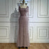 Luxury Arabic Caramel Beaded Evening Dress with Cape Sleeves LA72966A - SERENE HILL