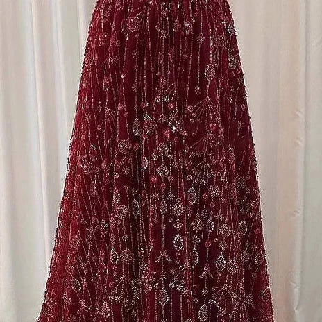 Luxury Sage Green and Pink Arabic Beaded Evening Dress LA72805D - SERENE HILL
