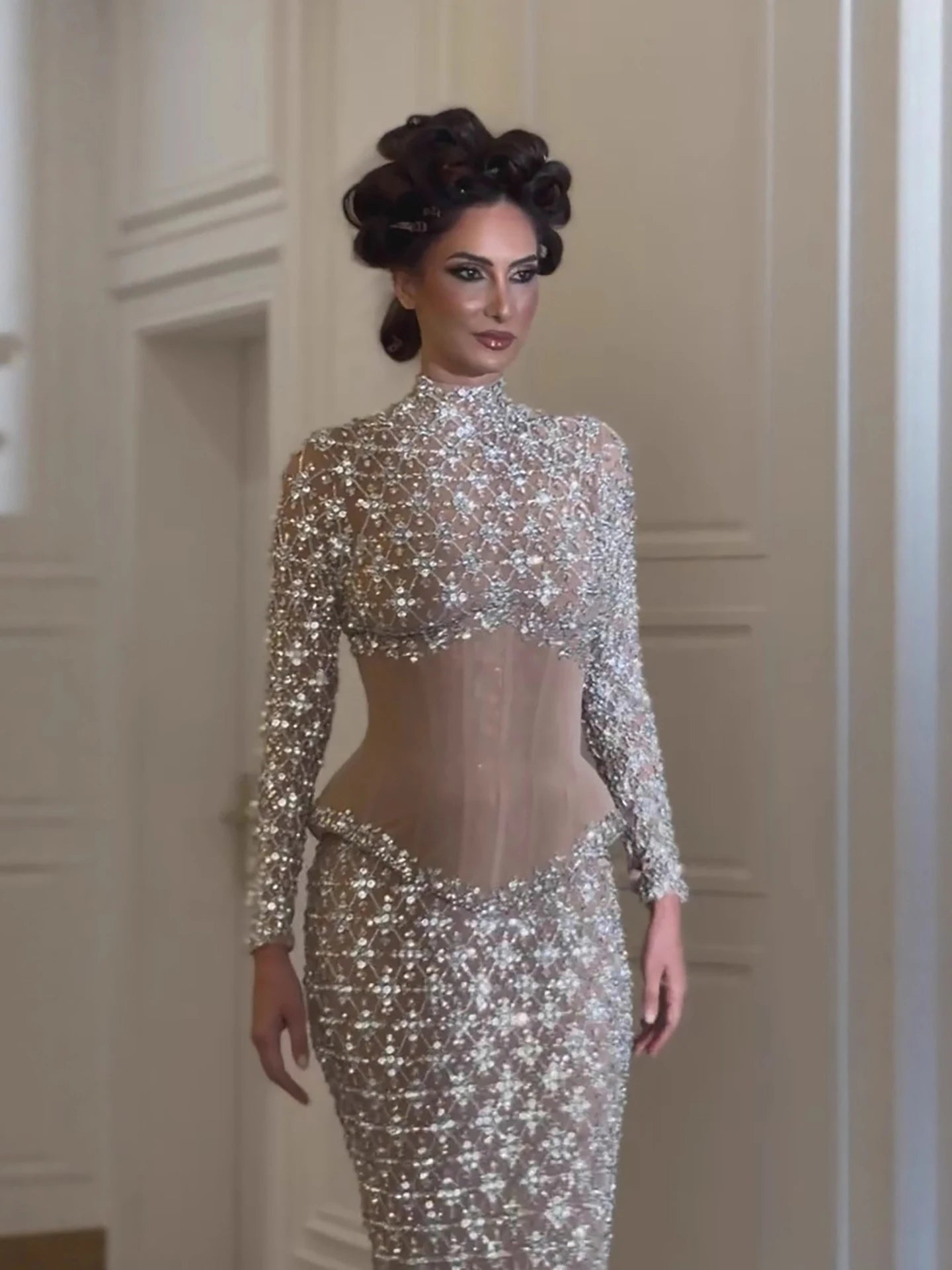 Luxury Nude Beaded Two Pieces Corset Evening Dress LA73335 - SERENE HILL