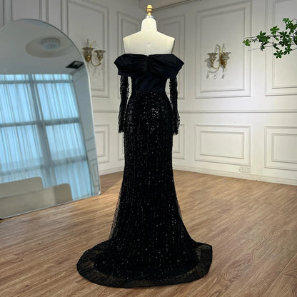 Luxury Designer Black Evening Dress LA72969 - SERENE HILL