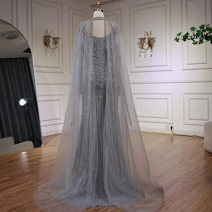 Luxury Caramel Mermaid Evening Dress with Cape Sleeves LA73052 - SERENE HILL