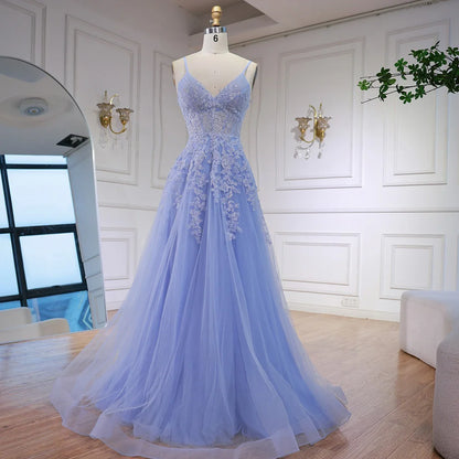 Luxury Pink Tulle A Line Prom Dress with Appliques LA73009 - SERENE HILL