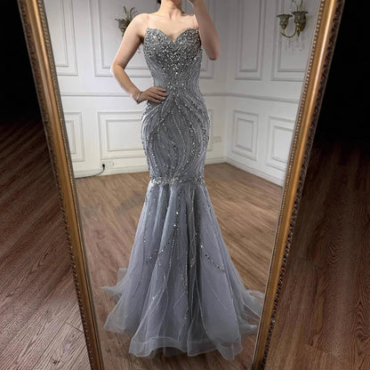 Luxury Pink Beaded Mermaid Evening Dress LA73124 - SERENE HILL