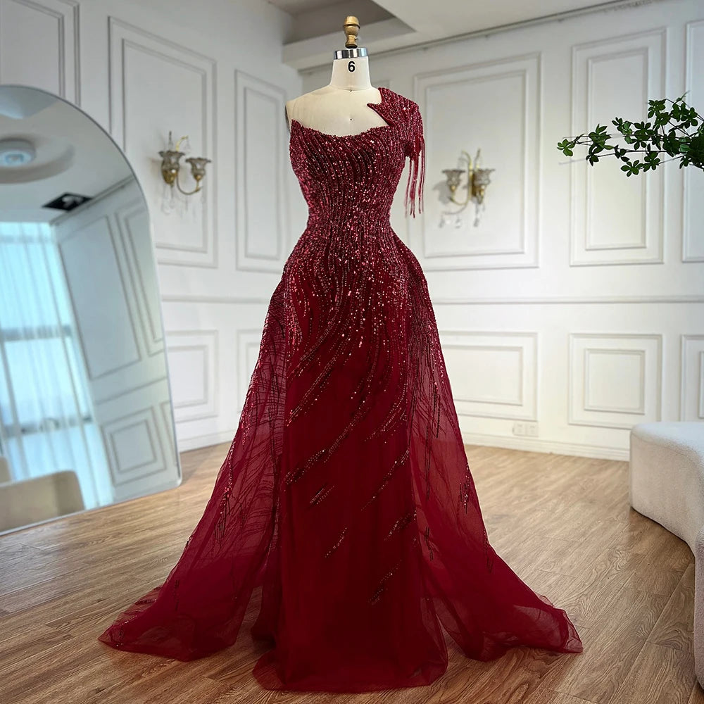 Luxury Green Evening Dress with Overskirt LA72979 - SERENE HILL