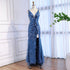 Luxury Blue Beaded Feather Mermaid Evening Dress LA73369 - SERENE HILL